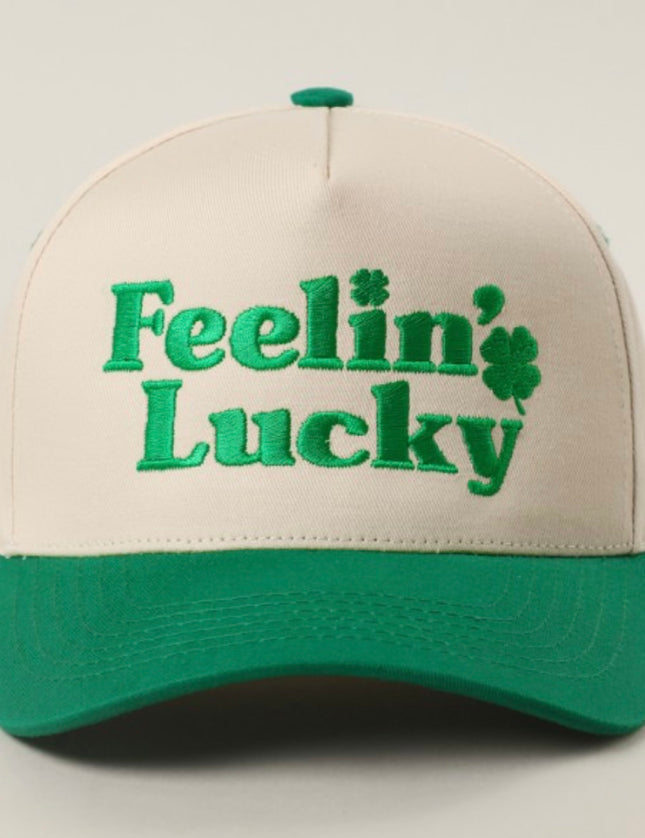 Embriodered Hat-Feelin' Lucky - Green