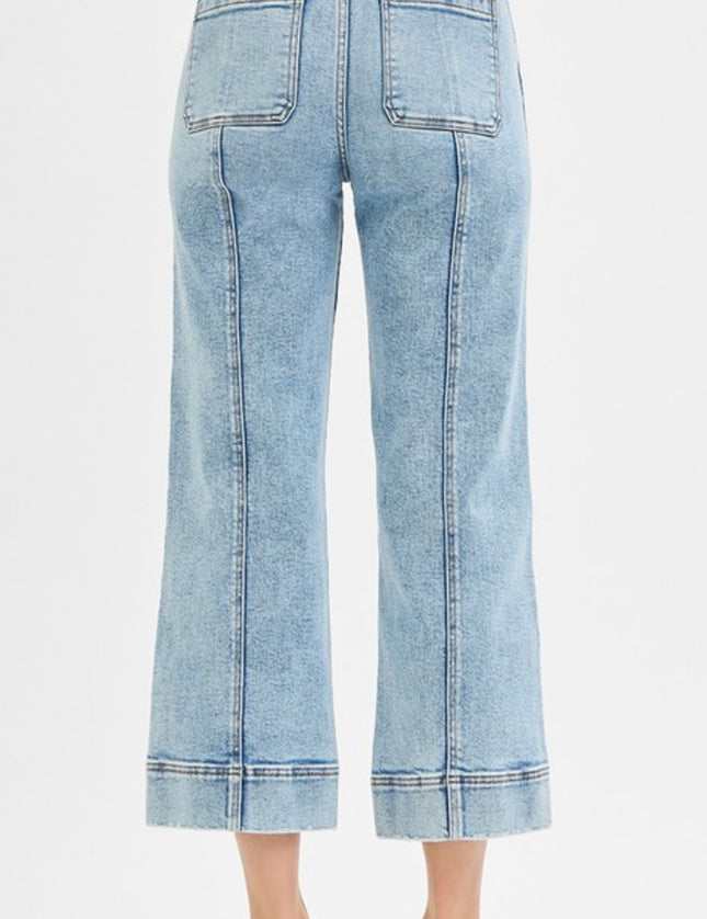 Risen Denim High Rise Crop Front Seam Jeans