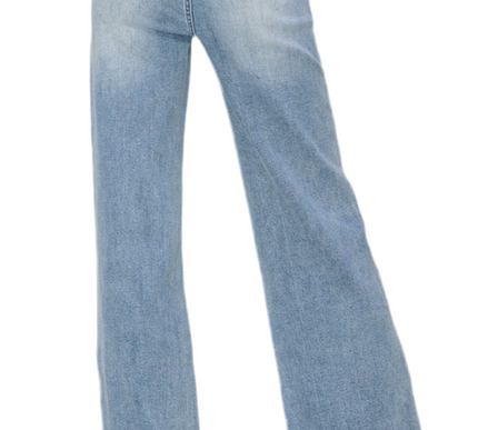 Mandie High Rise Double Button Risen Jeans- Light Wash