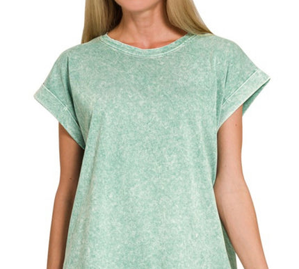 Free Comfort Acid Washed Tee Green