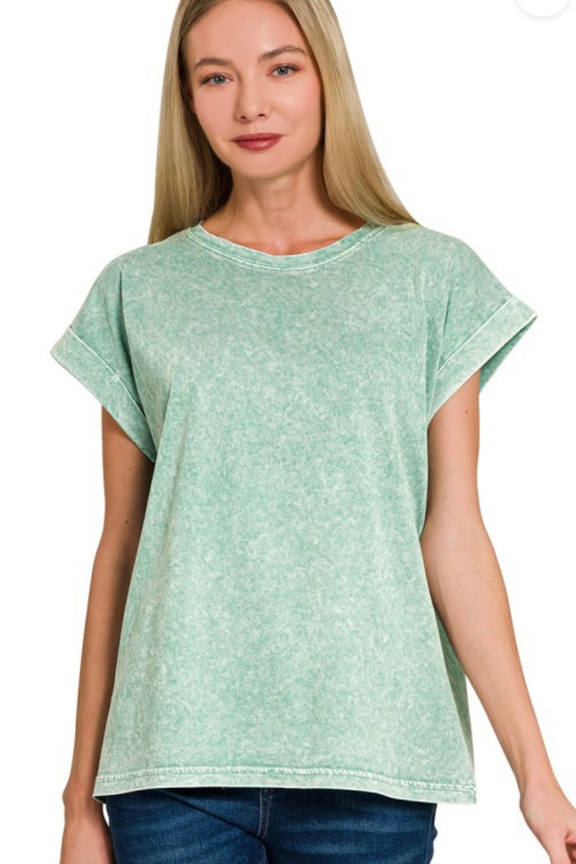 Free Comfort Acid Washed Tee Green