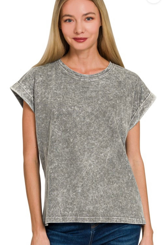 Free Comfort Acid Washed Tee Grey