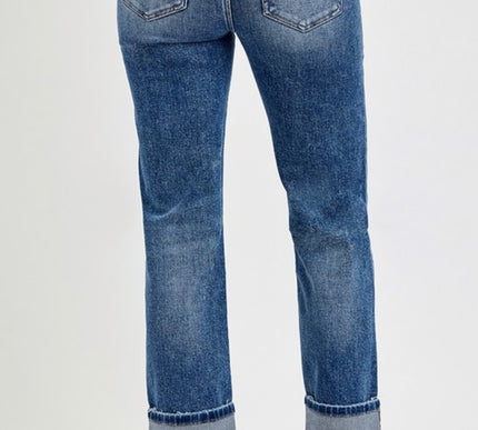 RISEN High Rise cuffed  jeans with tummy control