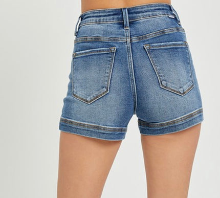 Risen High Rise Pocket Jean Shorts-Dark