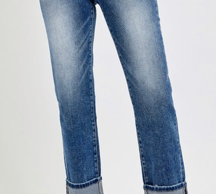 RISEN High Rise cuffed  jeans with tummy control