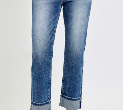 RISEN High Rise cuffed  jeans with tummy control
