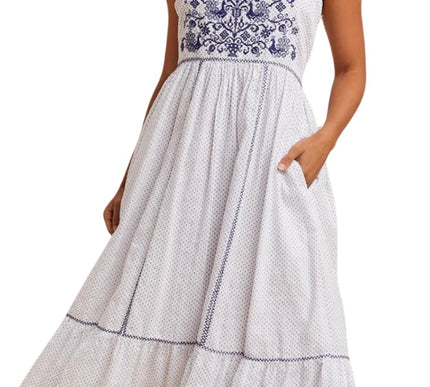 The Hamptons Cross Stitch Embroidered Midi Dress