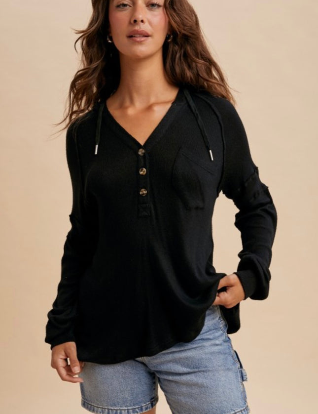 Hoodie Long Sleeve Henley