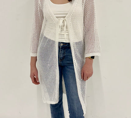 Mercy Crochet Knit Tie Front Duster