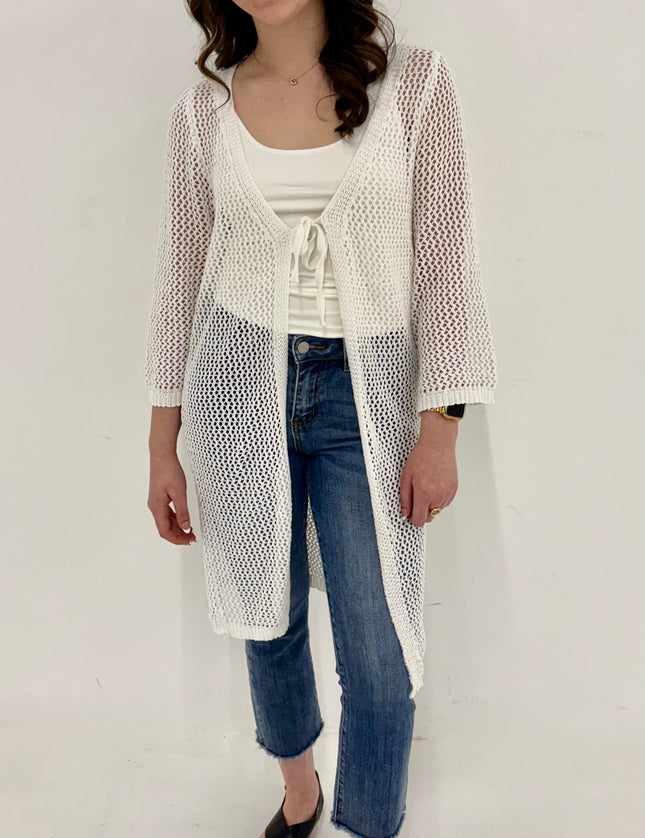 Mercy Crochet Knit Tie Front Duster