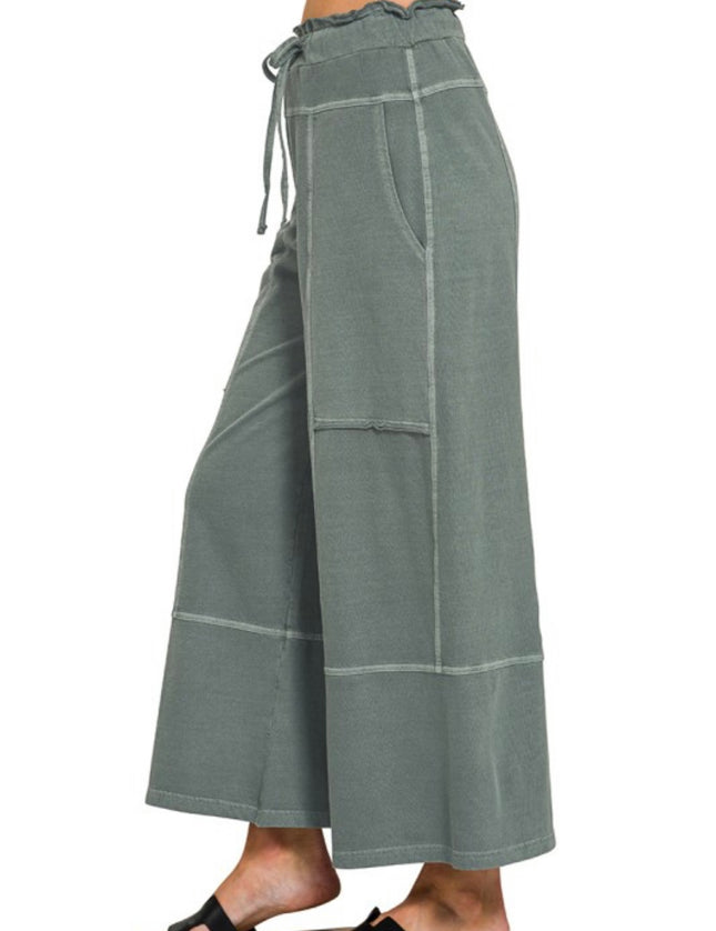 Kayliegh Washed Exposed Seam Wide Leg Pant