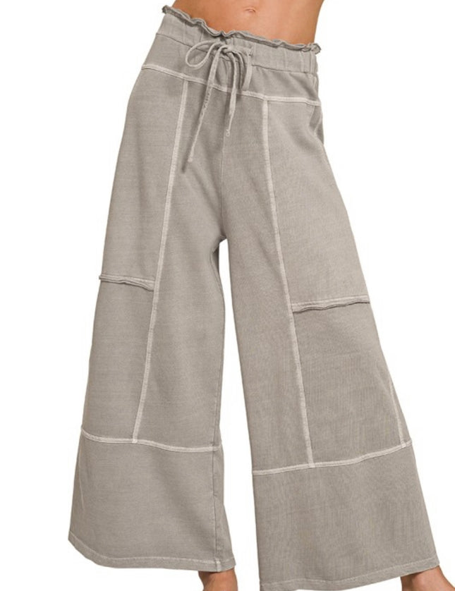 Kayliegh Washed Exposed Seam Wide Leg Pant