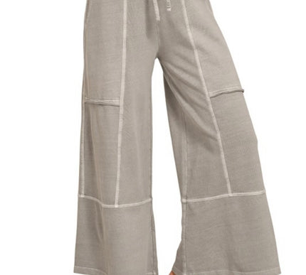 Kayliegh Washed Exposed Seam Wide Leg Pant