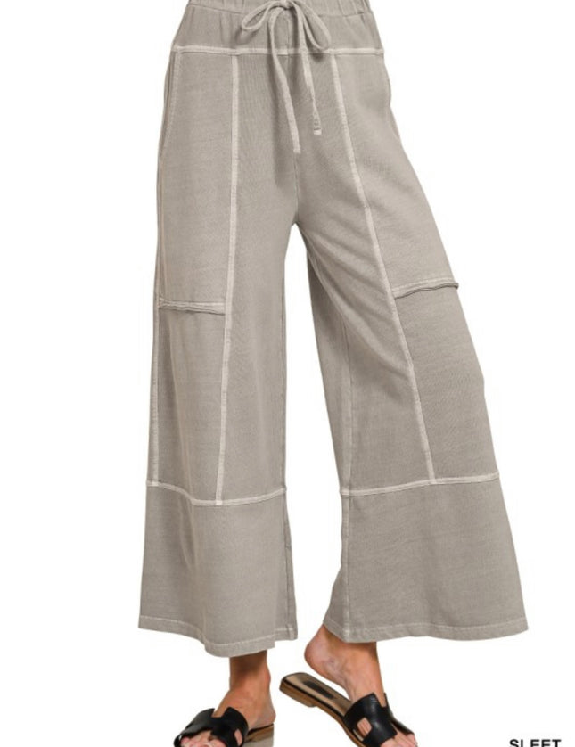 Kayliegh Washed Exposed Seam Wide Leg Pant