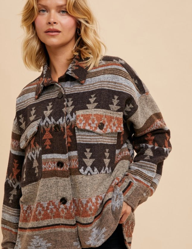 Aztec Print Shacket