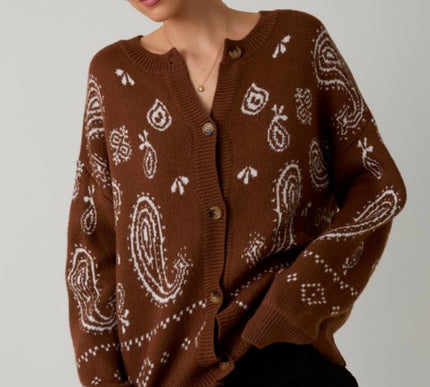 Laredo Paisley Crew Neck Cardigan