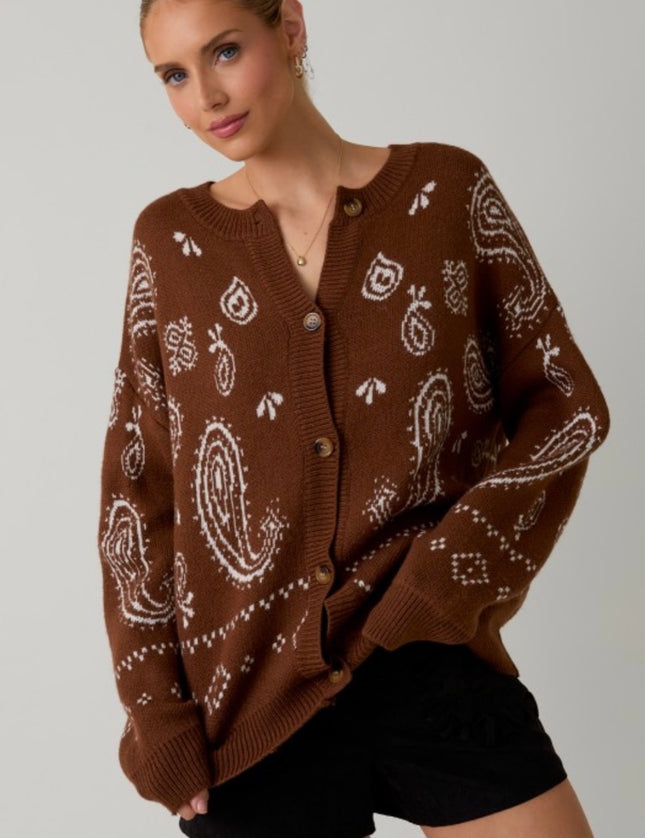 Laredo Paisley Crew Neck Cardigan