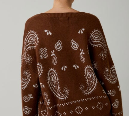 Laredo Paisley Crew Neck Cardigan