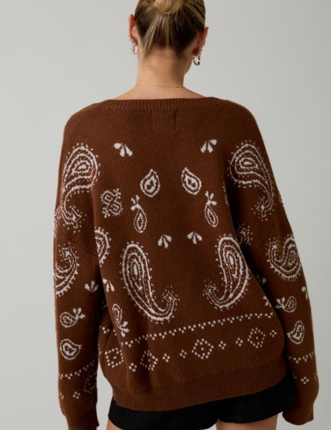 Laredo Paisley Crew Neck Cardigan