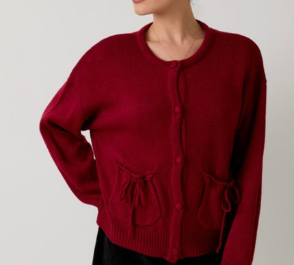 Merriest Berry Tie Pocket Cardigan
