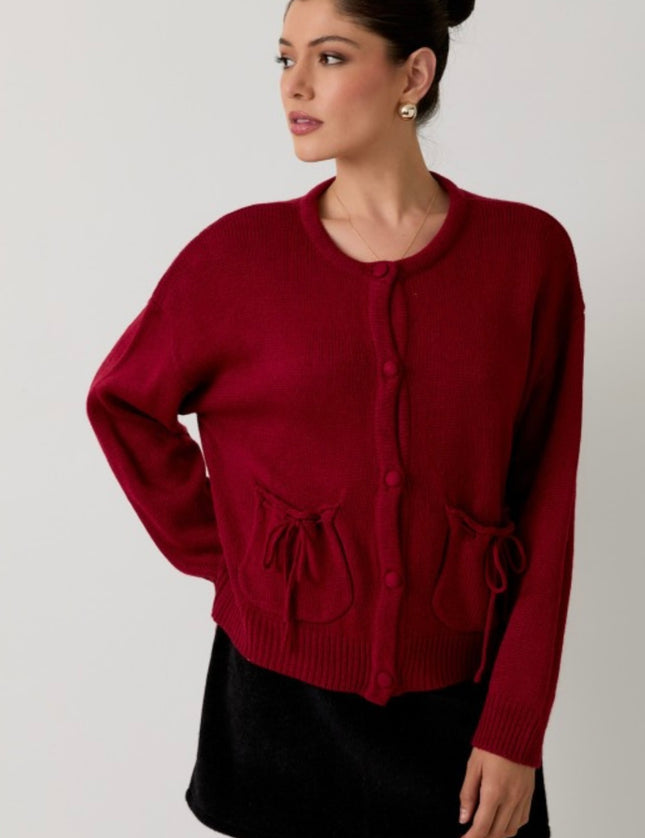 Merriest Berry Tie Pocket Cardigan