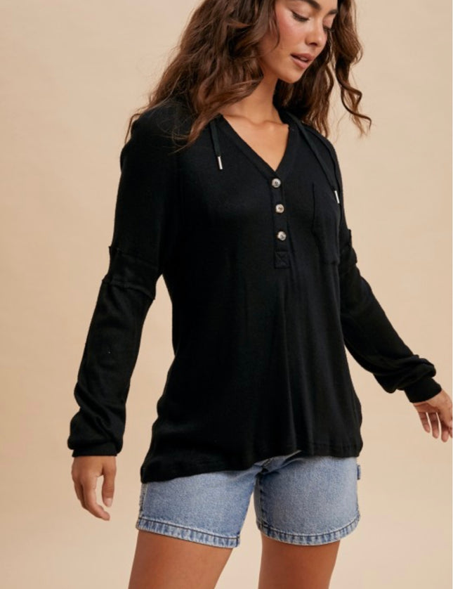 Hoodie Long Sleeve Henley