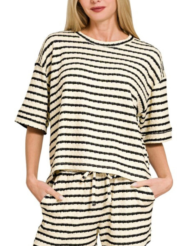 Striped Short Sleeve Tee & Short Set