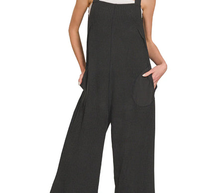 Waffle Knit Wide Leg Jumpsuit