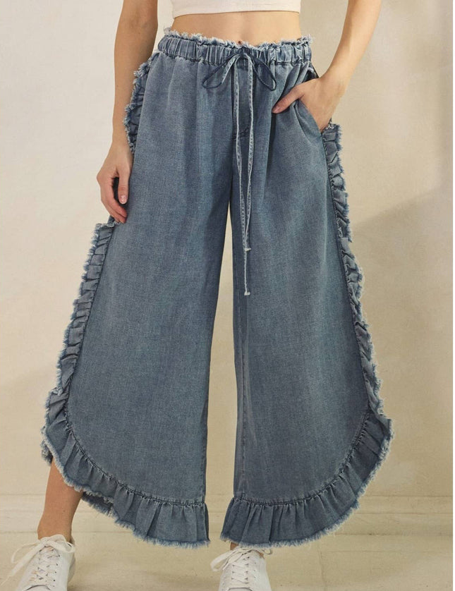 Franca Ruffle Hem Denim Pants
