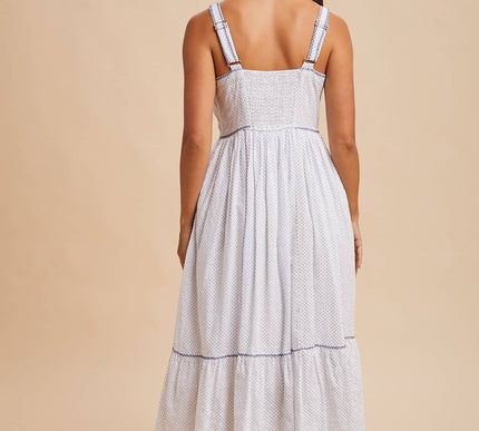 The Hamptons Cross Stitch Embroidered Midi Dress