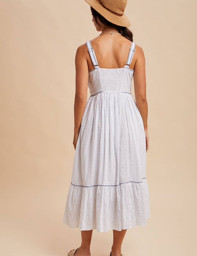 The Hamptons Cross Stitch Embroidered Midi Dress