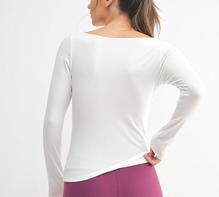 Boat Neck Micro-Ribbed Top