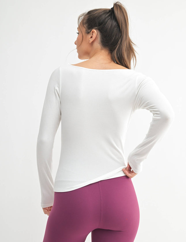 Boat Neck Micro-Ribbed Top