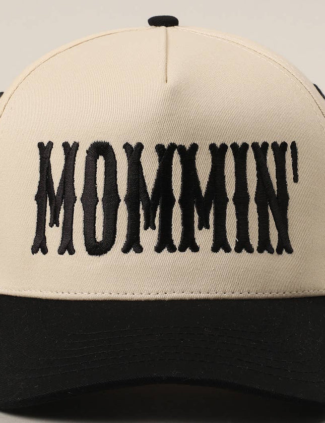MOMMIN' Letter Embroidery Two-Tone Trucker Hat