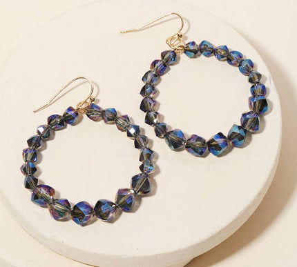 Crystal Glass Bead Circle Drop Earrings