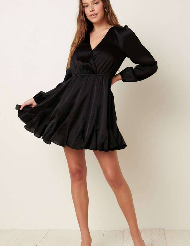 Little Black Pleated Skirt Dress