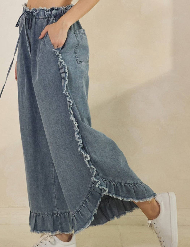Franca Ruffle Hem Denim Pants