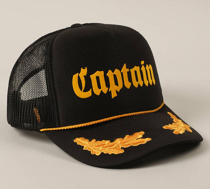 CAPTAIN Lettering Logo Foam Mesh Back Trucker Hat