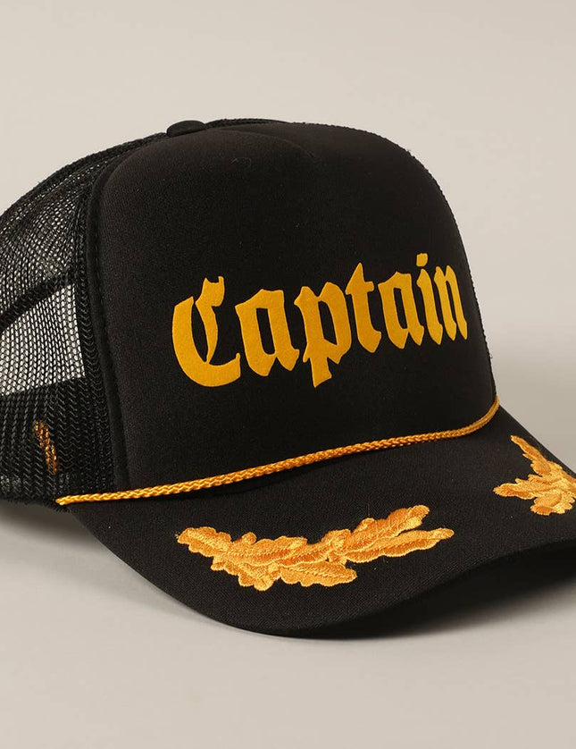 CAPTAIN Lettering Logo Foam Mesh Back Trucker Hat