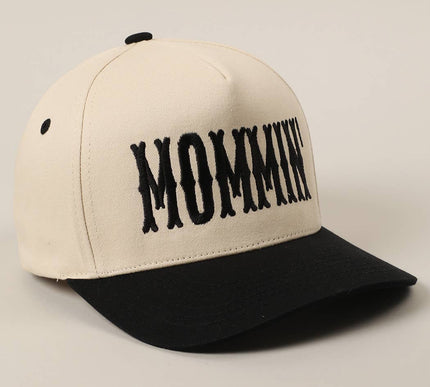 MOMMIN' Letter Embroidery Two-Tone Trucker Hat