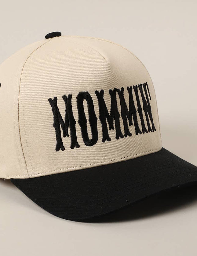 MOMMIN' Letter Embroidery Two-Tone Trucker Hat