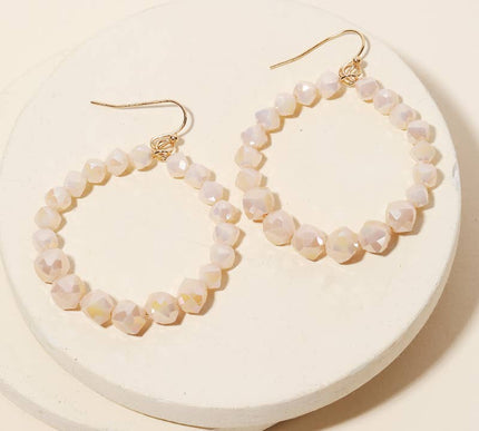 Crystal Glass Bead Circle Drop Earrings