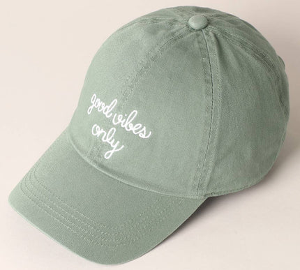 Good Vibes Only Embroidered Letters Baseball Cap